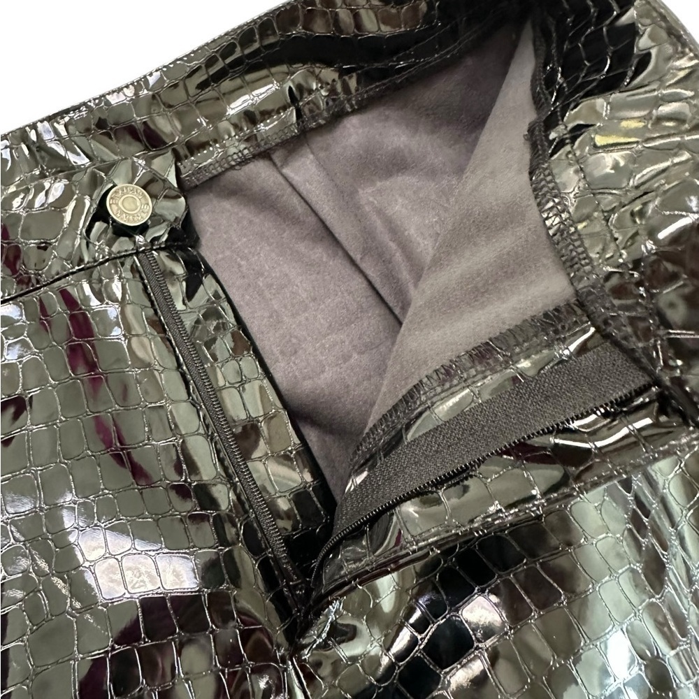 Cider black faux leather pants reptile embossed textured high waist NEW Size S - Picture 15 of 17